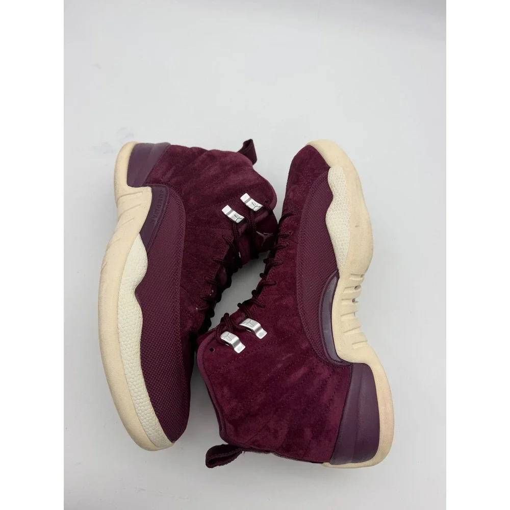 Jordan 12 Retro Bordeaux Mens Basketball Shoes Burgundy Suede 130690-617 8.5